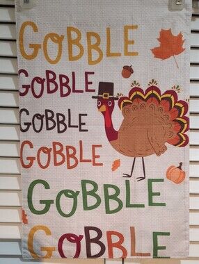 THANKSGIVING Gobble  Gobble Gobble FLAG sign yard, garden NWT